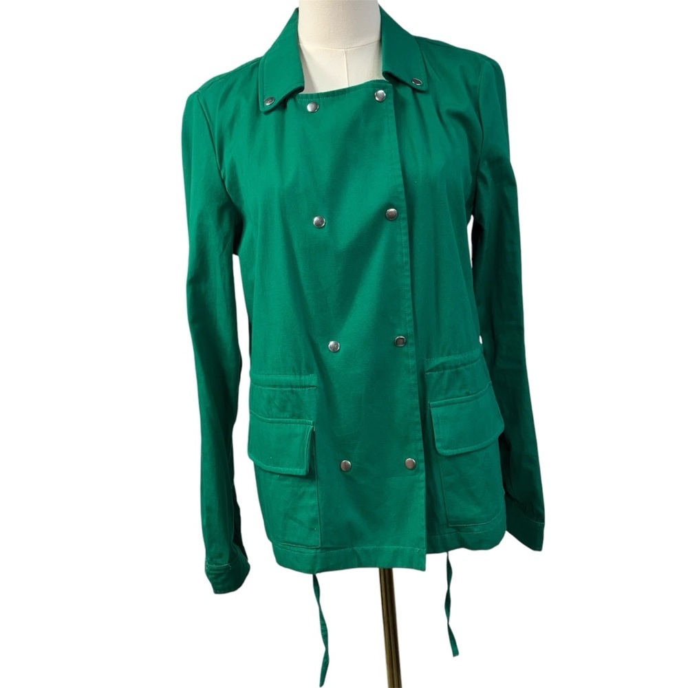 Market & Spruce Suva Cargo Jacket Womens Green Snap Sz Medium Cotton‎ spring